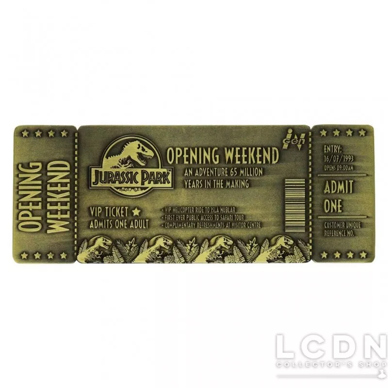 Jurassic Park Ticket Replica 30th Anniversary 19cm