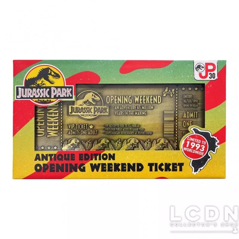 Jurassic Park Ticket Replica 30th Anniversary 19cm