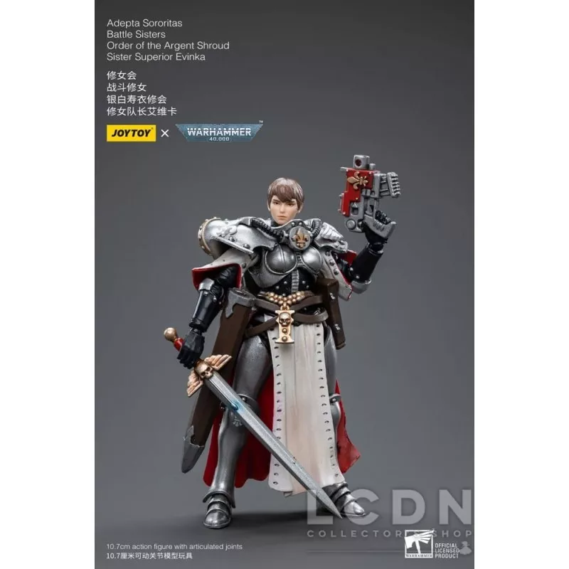 Warhammer 40k Action Figurine 1/18 Adepta Sororitas Battle Sisters Order of the Argent Shroud Sister Superior Evinka 12cm