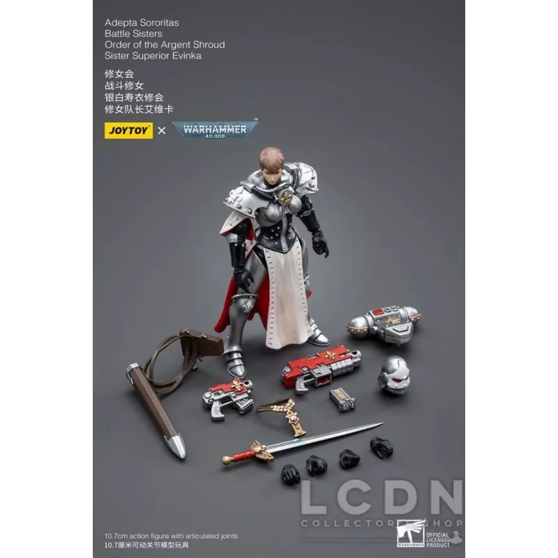 Warhammer 40k Action Figurine 1/18 Adepta Sororitas Battle Sisters Order of the Argent Shroud Sister Superior Evinka 12cm
