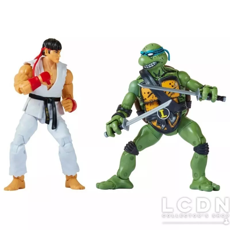 TMNT vs Street Fighter Pack de 2 Action Figurines Leo vs Ryu 15cm
