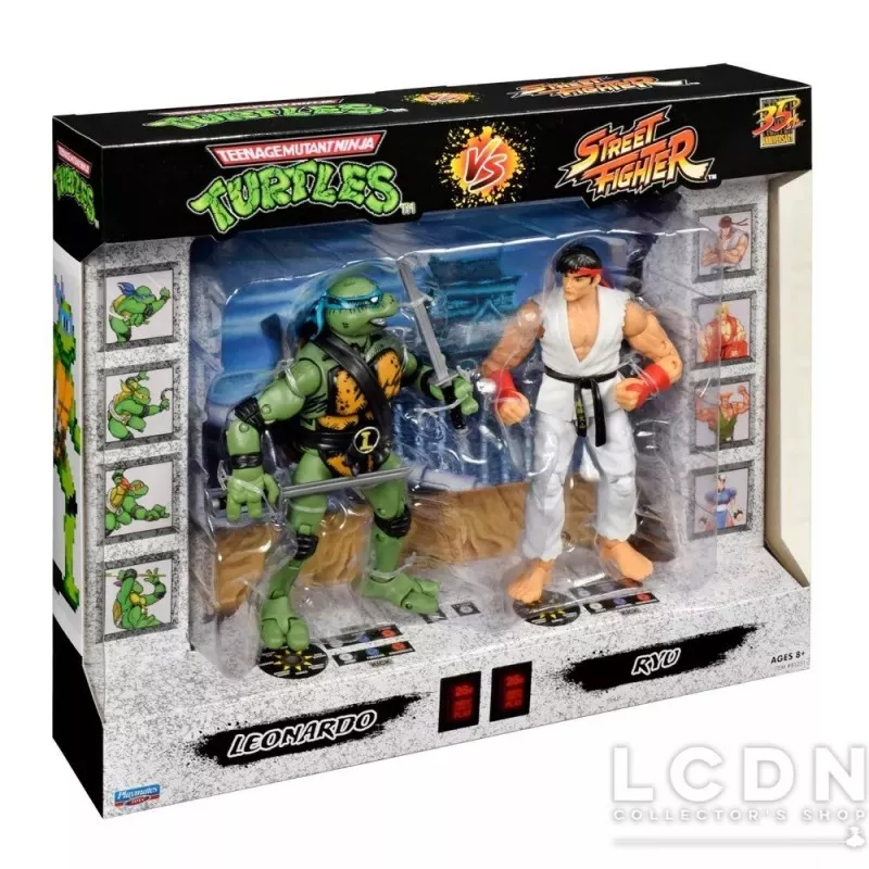 TMNT vs Street Fighter Pack de 2 Action Figurines Leo vs Ryu 15cm