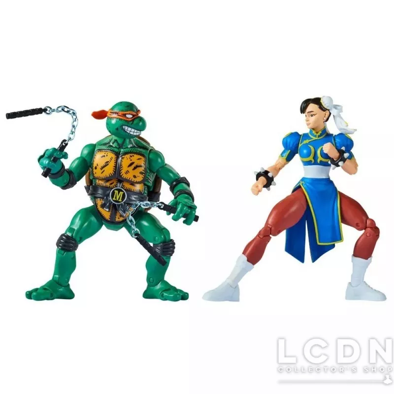 TMNT vs Street Fighter Pack of 2 Action Figures Mike vs Chun Li 15cm