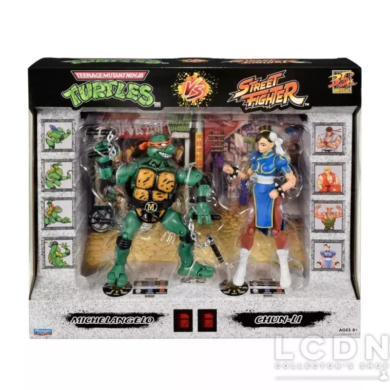 TMNT vs Street Fighter Pack of 2 Action Figures Mike vs Chun Li 15cm
