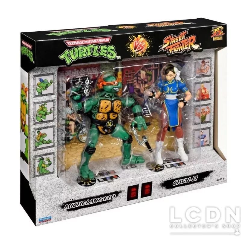 TMNT vs Street Fighter Pack of 2 Action Figures Mike vs Chun Li 15cm