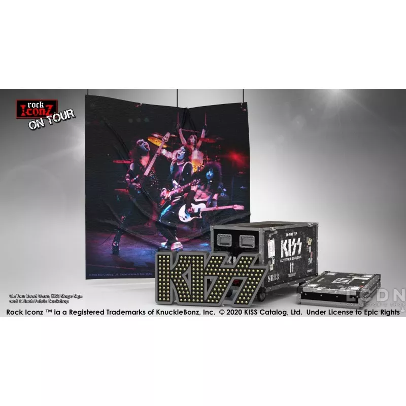 Rock Iconz on Tour: KISS - Alive Road Case with Stage Sign and Stage Backdrop Set