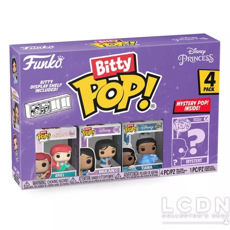 Disney Princess Pack of 4 Bitty Pop! Ariel Mulan Tiana 2cm