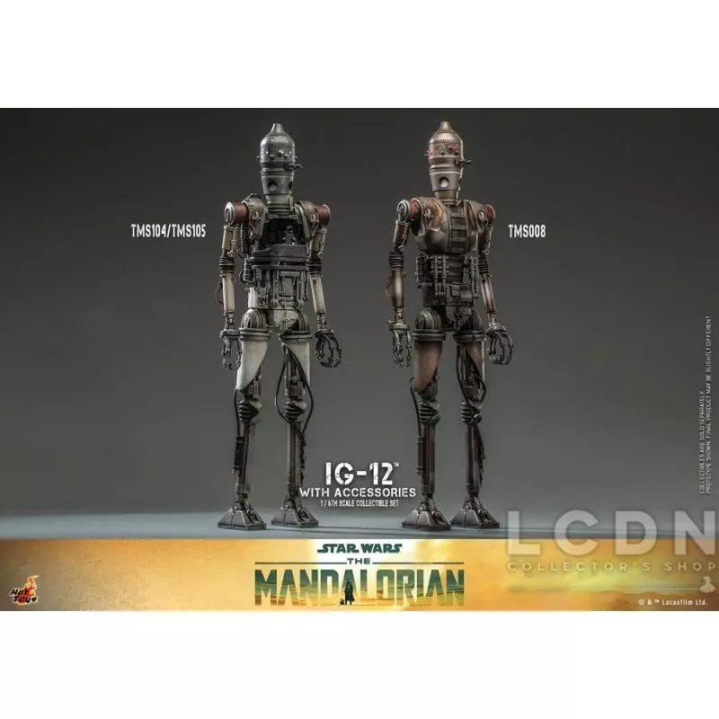 Hot Toys TMS105 Star Wars: The Mandalorian Collectible Action Figurine 1/6 IG-12 avec Accessoires 36cm