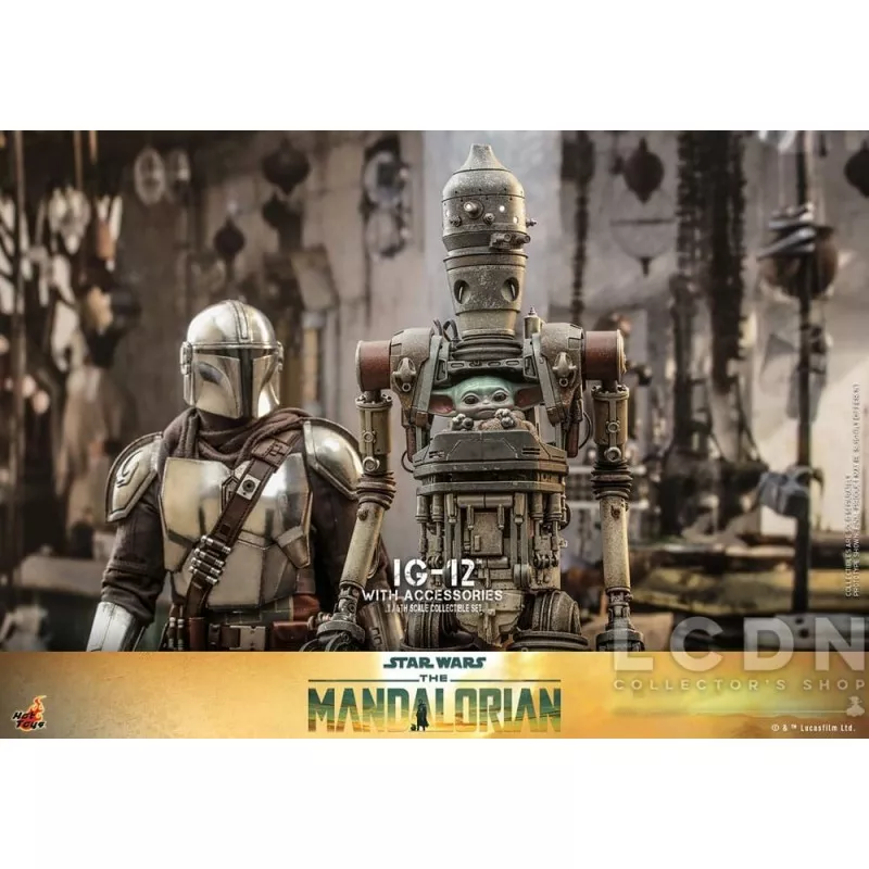 Hot Toys TMS105 Star Wars: The Mandalorian Collectible Action Figurine 1/6 IG-12 avec Accessoires 36cm