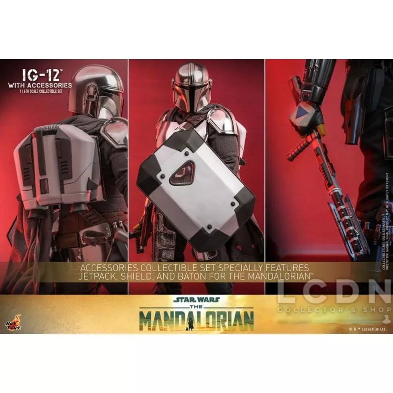 Hot Toys TMS105 Star Wars: The Mandalorian Collectible Action Figurine 1/6 IG-12 avec Accessoires 36cm
