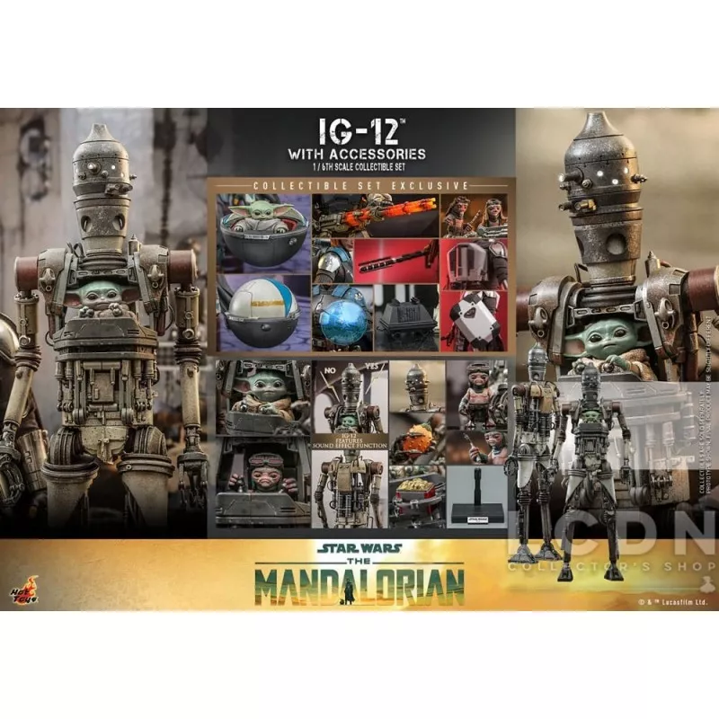 Hot Toys TMS105 Star Wars: The Mandalorian Collectible Action Figurine 1/6 IG-12 avec Accessoires 36cm