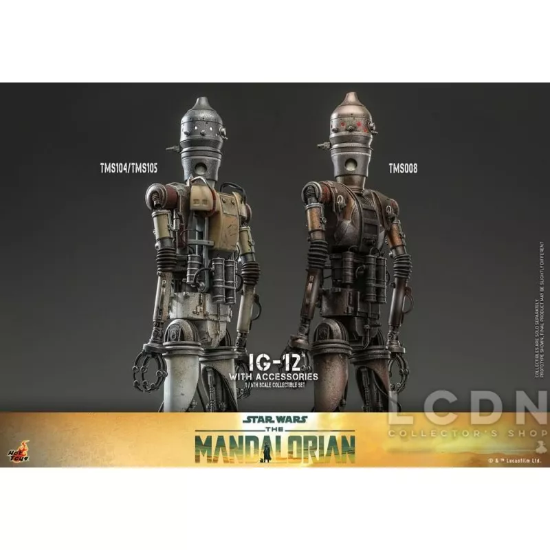 Hot Toys TMS105 Star Wars: The Mandalorian Collectible Action Figurine 1/6 IG-12 avec Accessoires 36cm