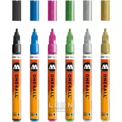 Molotow Pack de 6 Marqueurs One4All 127HS Acrylique Metallic 2mm
