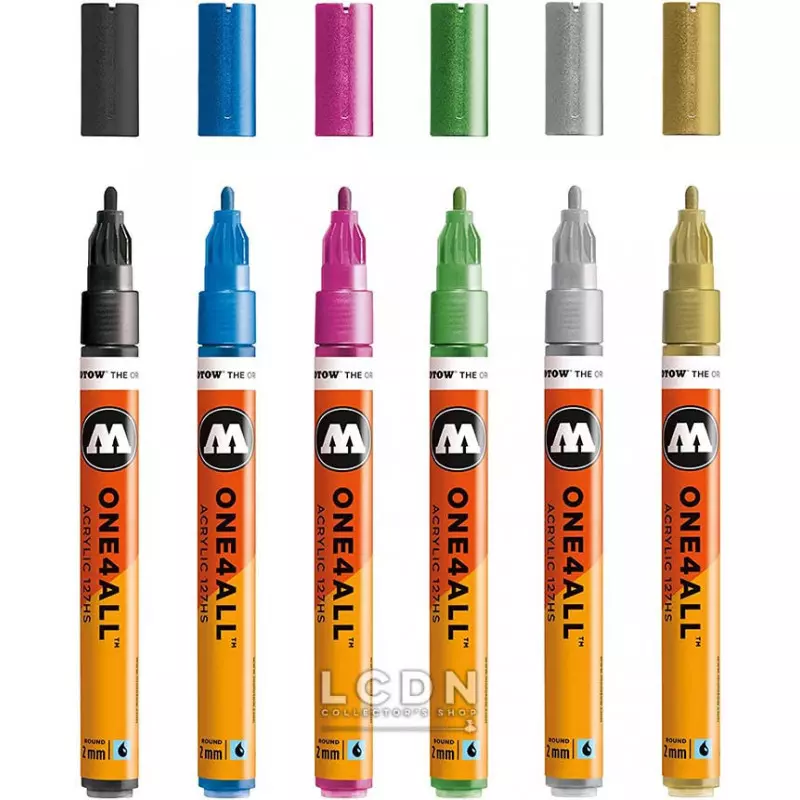 Molotow Pack de 6 Marqueurs One4All 127HS Acrylique Metallic 2mm
