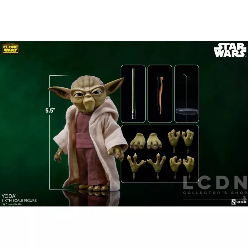 Star Wars The Clone Wars Collectible Action Figurine 1/6 Yoda 14cm
