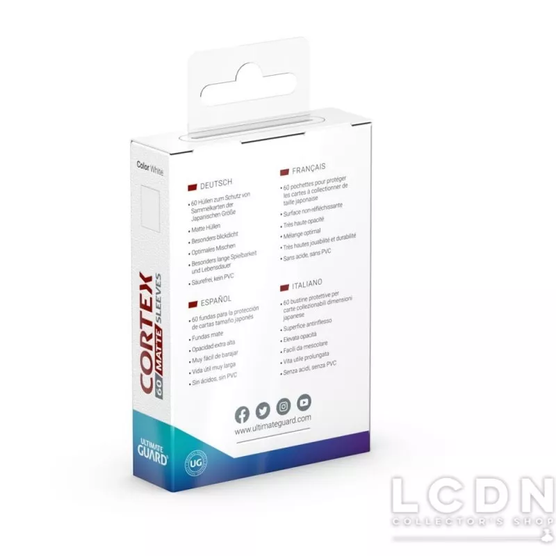 Ultimate Guard 60 Sleeves Cortex Sleeves Japanese Size White Matte