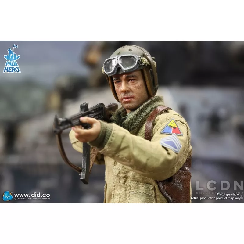 Palm Hero Series WWII US 2nd Armored Division &quot;Hell On Wheels&quot; Action Figure 1/12 SSGT Donald DID XA80019