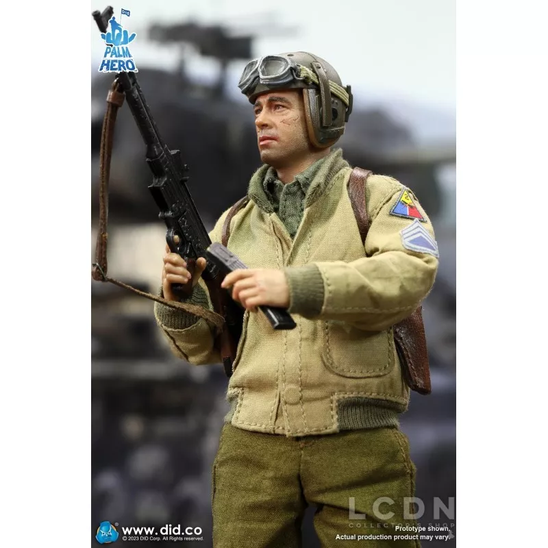 Palm Hero Series WWII US 2nd Armored Division &quot;Hell On Wheels&quot; Action Figure 1/12 SSGT Donald DID XA80019