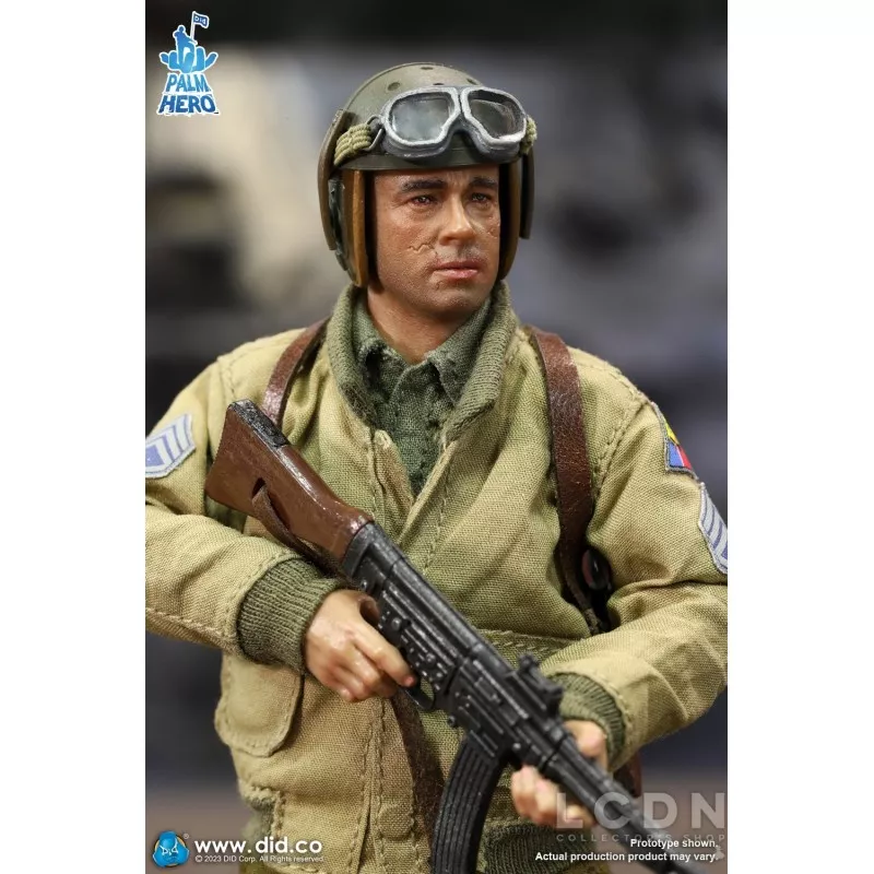 Palm Hero Series WWII US 2nd Armored Division &quot;Hell On Wheels&quot; Action Figure 1/12 SSGT Donald DID XA80019