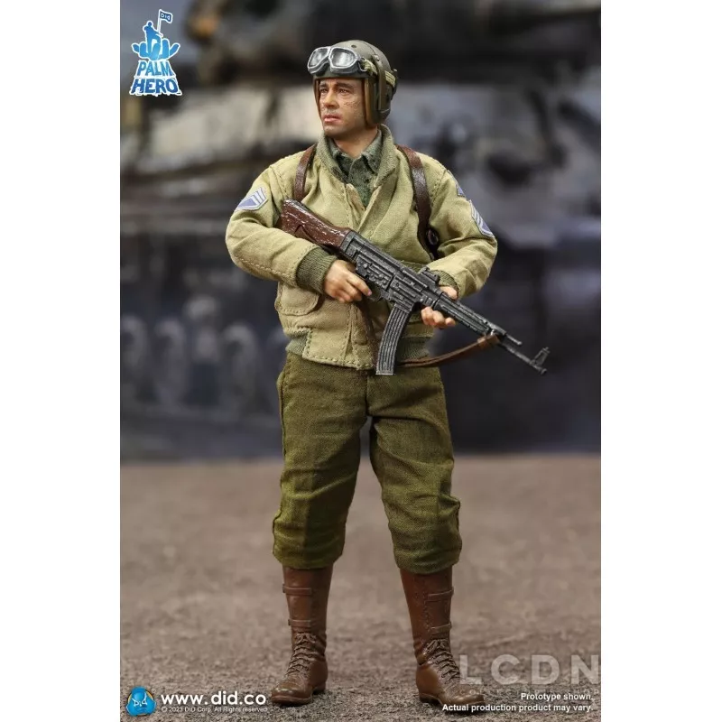 Palm Hero Series WWII US 2nd Armored Division &quot;Hell On Wheels&quot; Action Figure 1/12 SSGT Donald DID XA80019