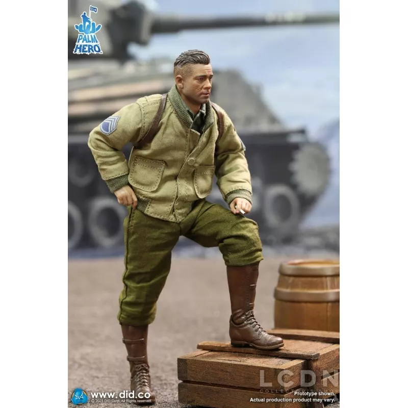 Palm Hero Series WWII US 2nd Armored Division &quot;Hell On Wheels&quot; Action Figure 1/12 SSGT Donald DID XA80019