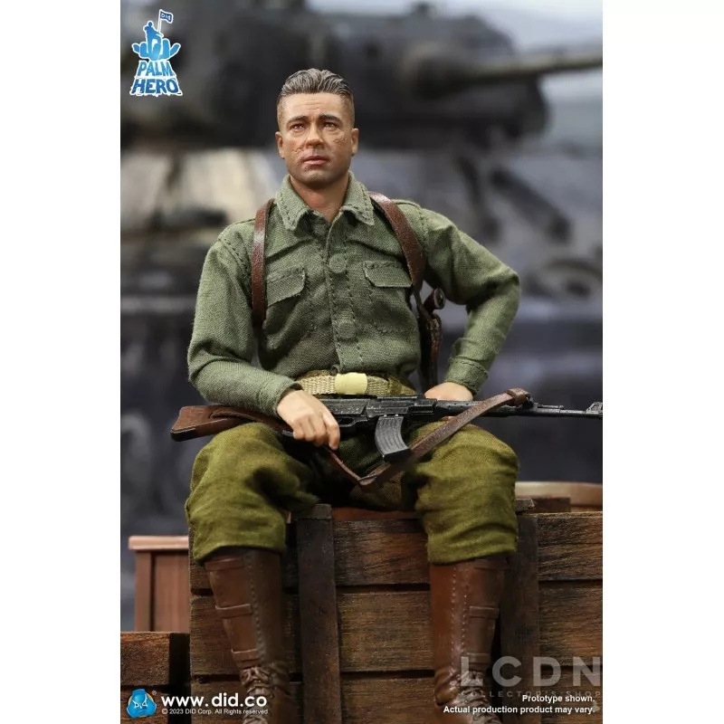 Palm Hero Series WWII US 2nd Armored Division &quot;Hell On Wheels&quot; Action Figure 1/12 SSGT Donald DID XA80019