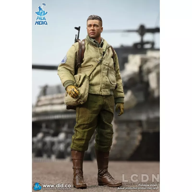 Palm Hero Series WWII US 2nd Armored Division &quot;Hell On Wheels&quot; Action Figure 1/12 SSGT Donald DID XA80019