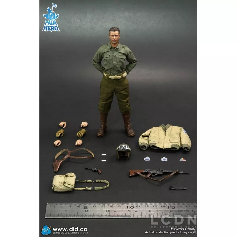 Palm Hero Series WWII US 2nd Armored Division &quot;Hell On Wheels&quot; Action Figure 1/12 SSGT Donald DID XA80019