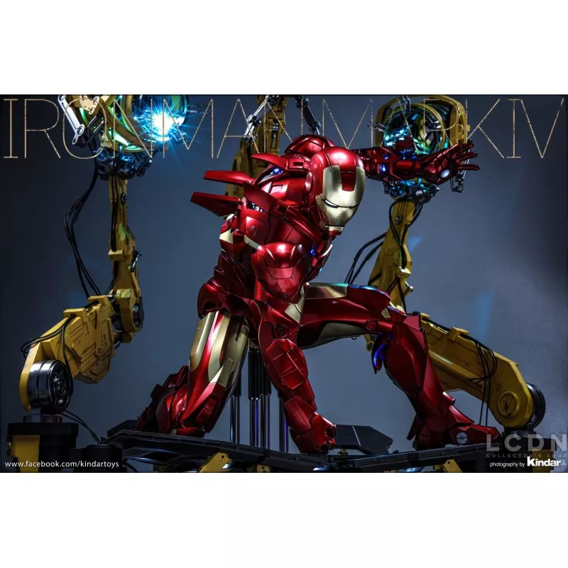 Hot Toys QS021 Iron Man 2 Collectible Action Figurine 1/4 Iron Man Mark IV with Suit-Up Gantry 48-63cm