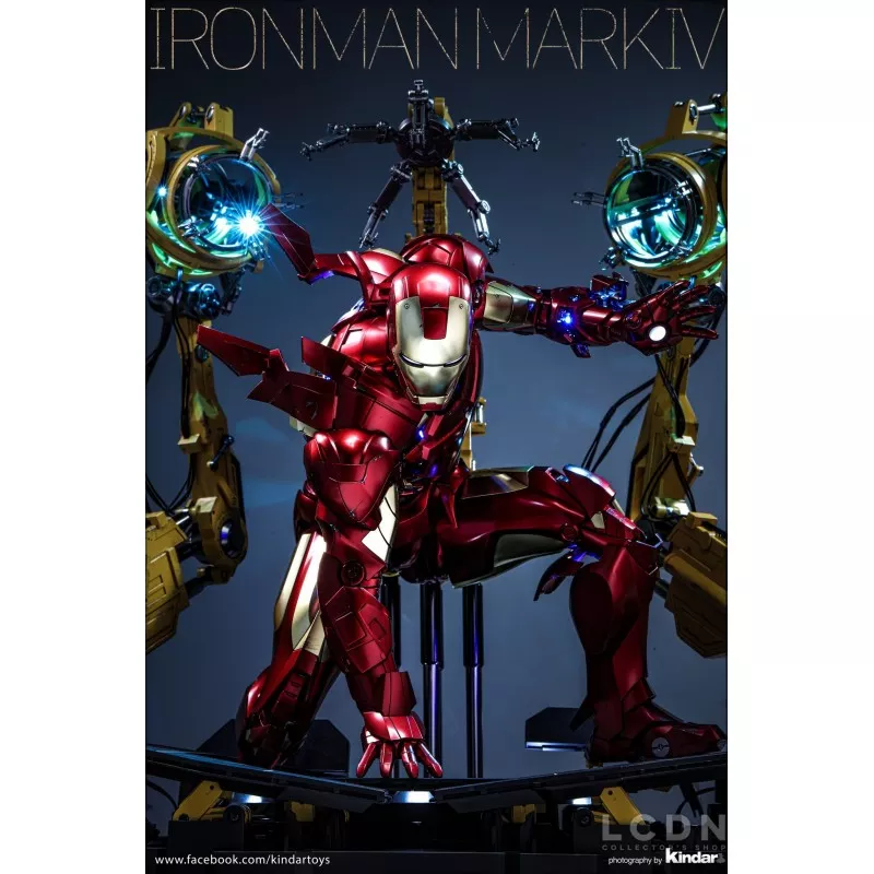 Hot Toys QS021 Iron Man 2 Collectible Action Figurine 1/4 Iron Man Mark IV with Suit-Up Gantry 48-63cm