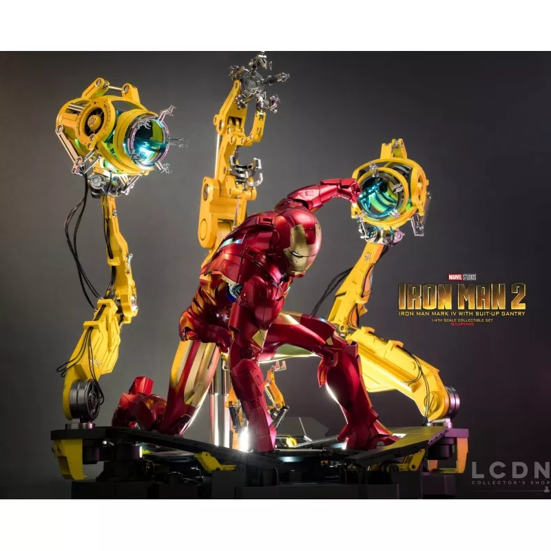 Hot Toys QS021 Iron Man 2 Collectible Action Figurine 1/4 Iron Man Mark IV with Suit-Up Gantry 48-63cm