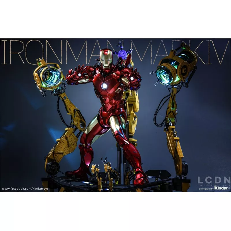 Hot Toys QS021 Iron Man 2 Collectible Action Figurine 1/4 Iron Man Mark IV with Suit-Up Gantry 48-63cm