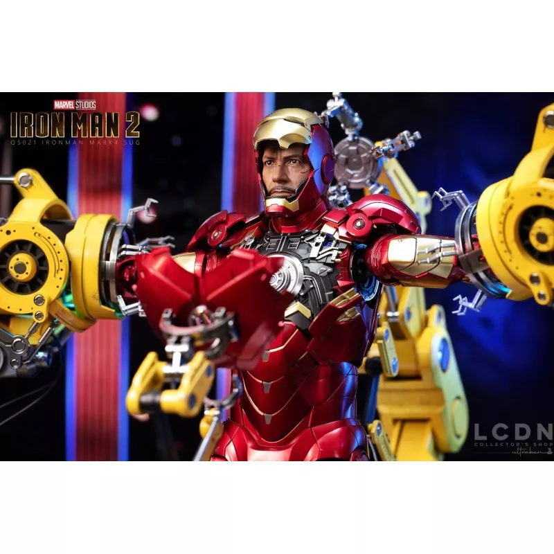 Hot Toys QS021 Iron Man 2 Collectible Action Figurine 1/4 Iron Man Mark IV with Suit-Up Gantry 48-63cm