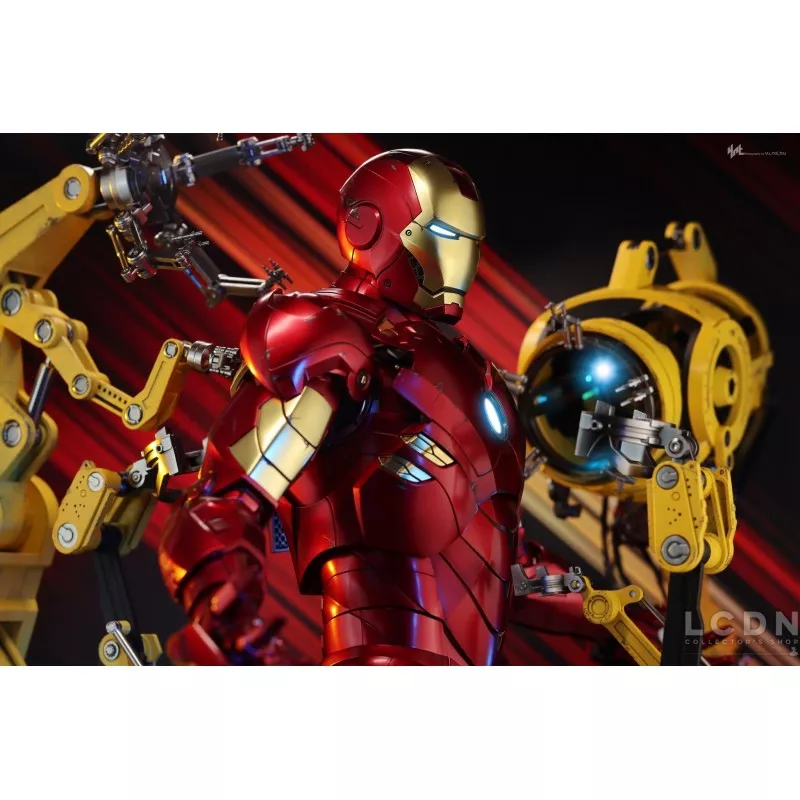 Hot Toys QS021 Iron Man 2 Collectible Action Figurine 1/4 Iron Man Mark IV with Suit-Up Gantry 48-63cm