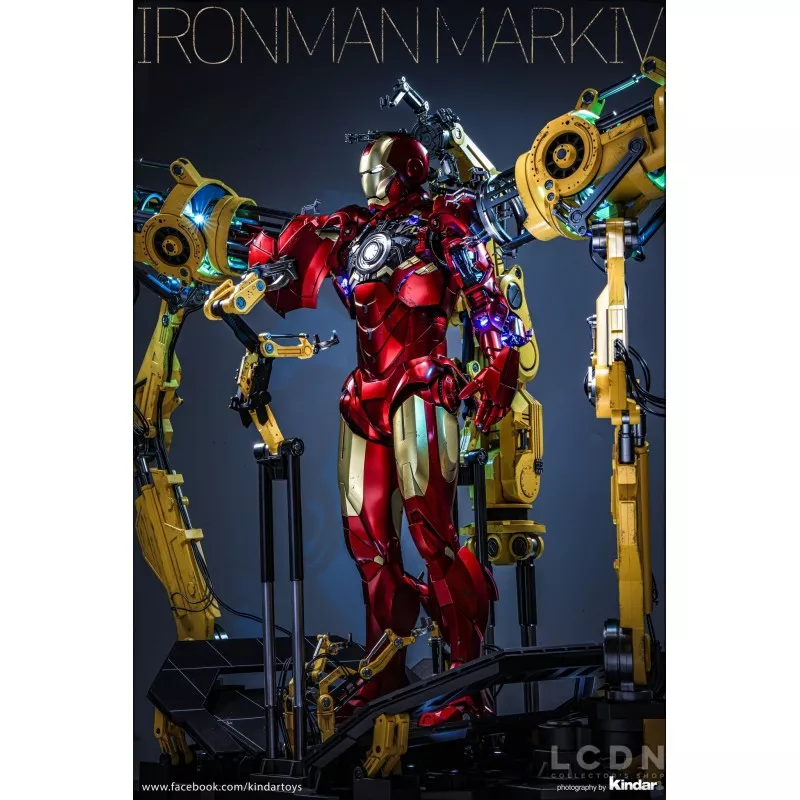 Hot Toys QS021 Iron Man 2 Collectible Action Figurine 1/4 Iron Man Mark IV with Suit-Up Gantry 48-63cm
