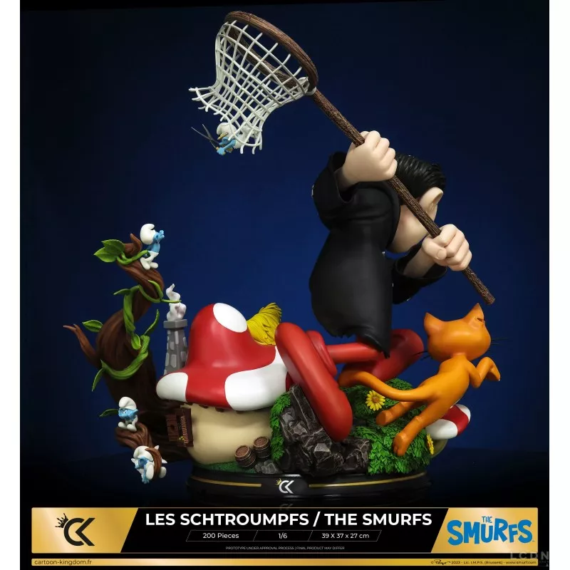 Les Schtroumpfs Statue Gargamel et Azrael au village des Schtroumpfs 38cm