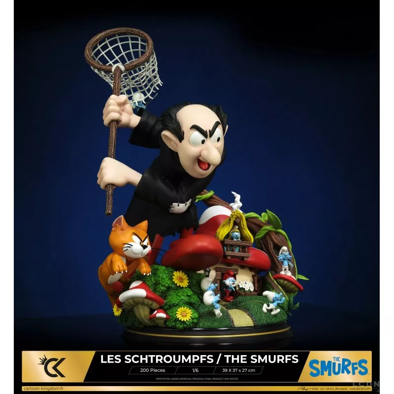 Les Schtroumpfs Statue Gargamel et Azrael au village des Schtroumpfs 38cm