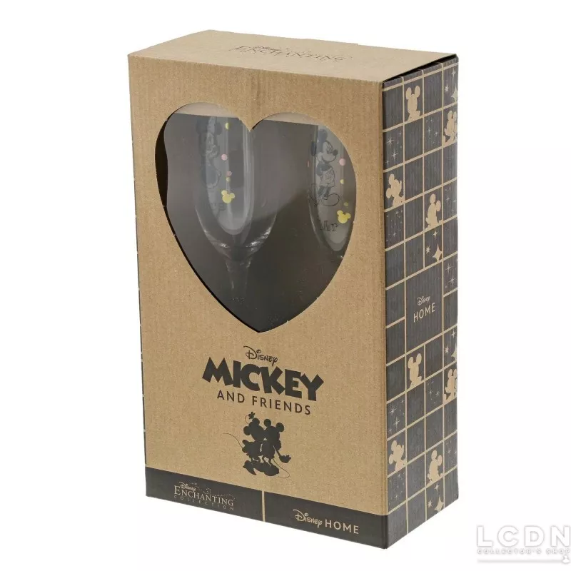 Mickey &amp; Minnie Set de 2 Glasses Mouse Toasting 28cm