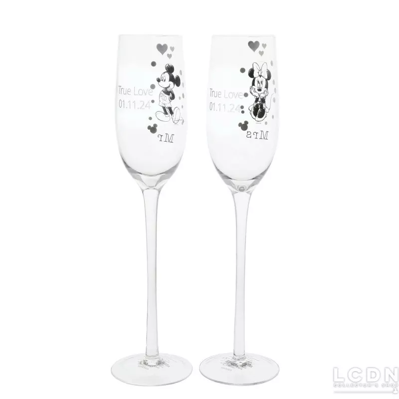 Mickey &amp; Minnie Set de 2 Glasses Mouse Toasting 28cm