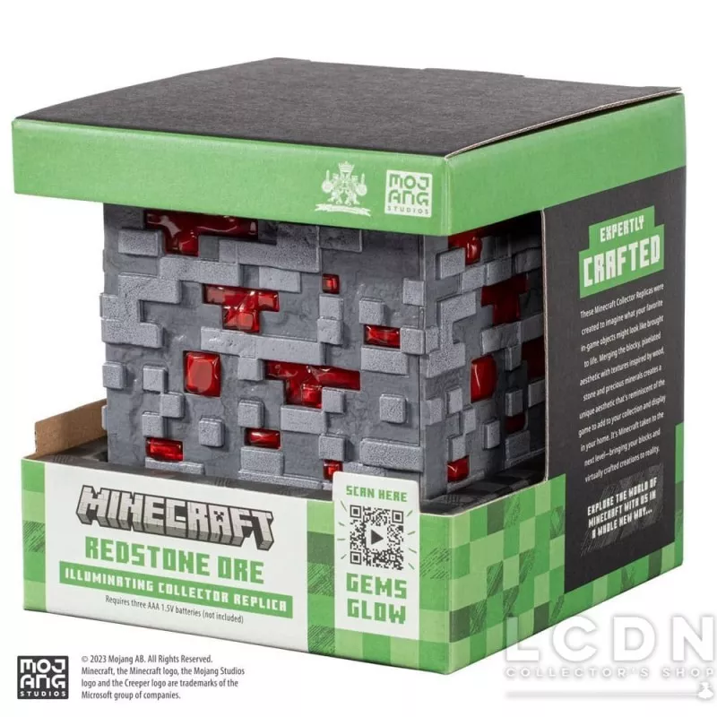 Minecraft Replica Illuminating Redstone Ore Cube 10cm