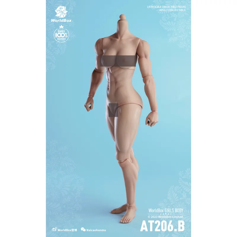 Girls Muscular Female Body light Tan Worldbox AT206B-T 1/6