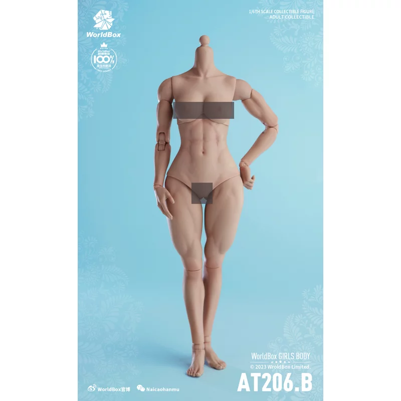 Girls Muscular Female Body light Tan Worldbox AT206B-T 1/6