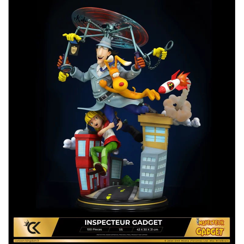 Inspecteur Gadget Statue Diorama 1/6 Inspecteur Gadget avec Sophie et Finot by Cartoon Kingdom 43cm