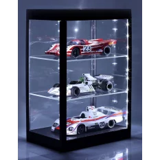 Présentoir Vitrine Display Case avec LED joints anti-poussière et deux étagères 1/6