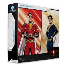 DC Multiverse Pack de 2 Action Figurines Shazam (Battle Damage) & Freddie Freeman (Gold Label) 18cm