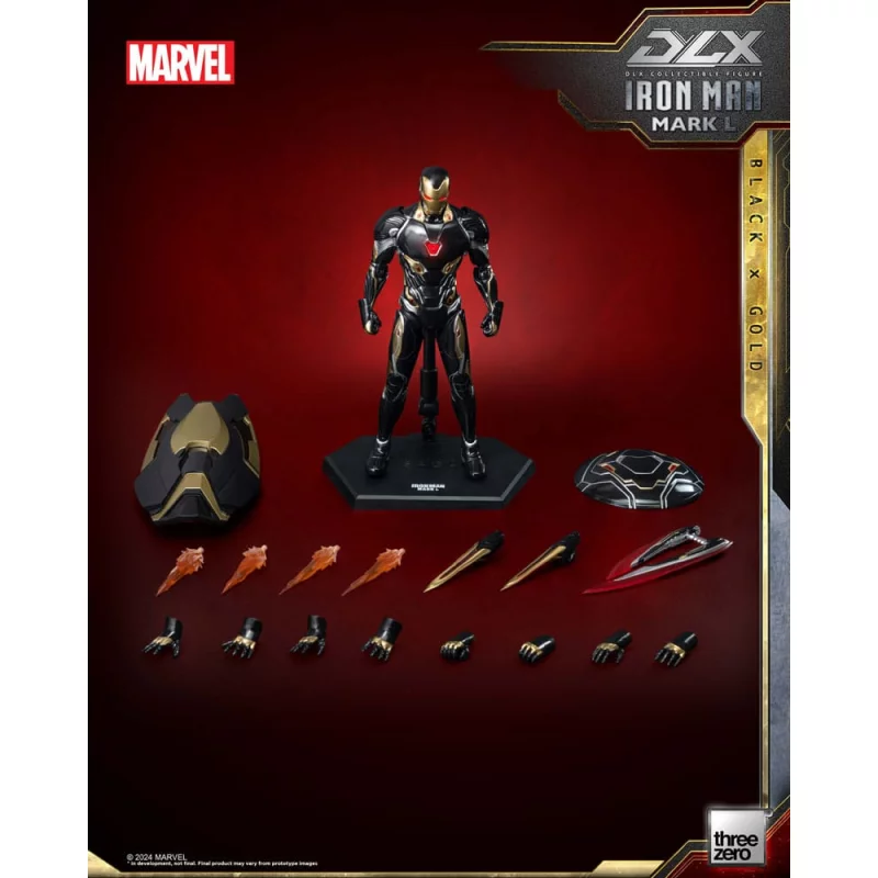 Marvel The Infinity Saga Action Figurine 1/12 DLX Iron Man Mark 50 (Black X Gold) Threezero 17cm