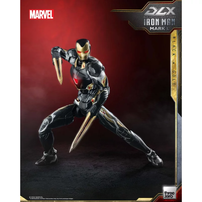 Marvel The Infinity Saga Action Figurine 1/12 DLX Iron Man Mark 50 (Black X Gold) Threezero 17cm
