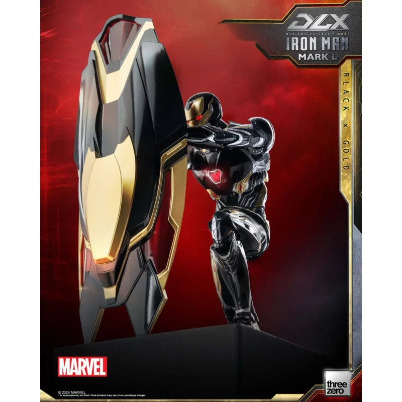 Marvel The Infinity Saga Action Figurine 1/12 DLX Iron Man Mark 50 (Black X Gold) Threezero 17cm