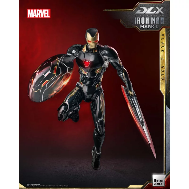 Marvel The Infinity Saga Action Figurine 1/12 DLX Iron Man Mark 50 (Black X Gold) Threezero 17cm