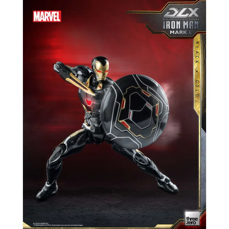 Marvel The Infinity Saga Action Figurine 1/12 DLX Iron Man Mark 50 (Black X Gold) Threezero 17cm